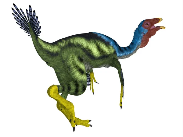 Caudipteryx 是在白垩纪时期居住在中国的 Oviraptor 喙食肉恐龙 — 图库照片