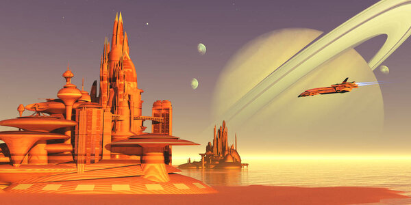 A colony on Titan, one of Saturn's moons, expects a delivery from Earth of new personnel, food and equipment.