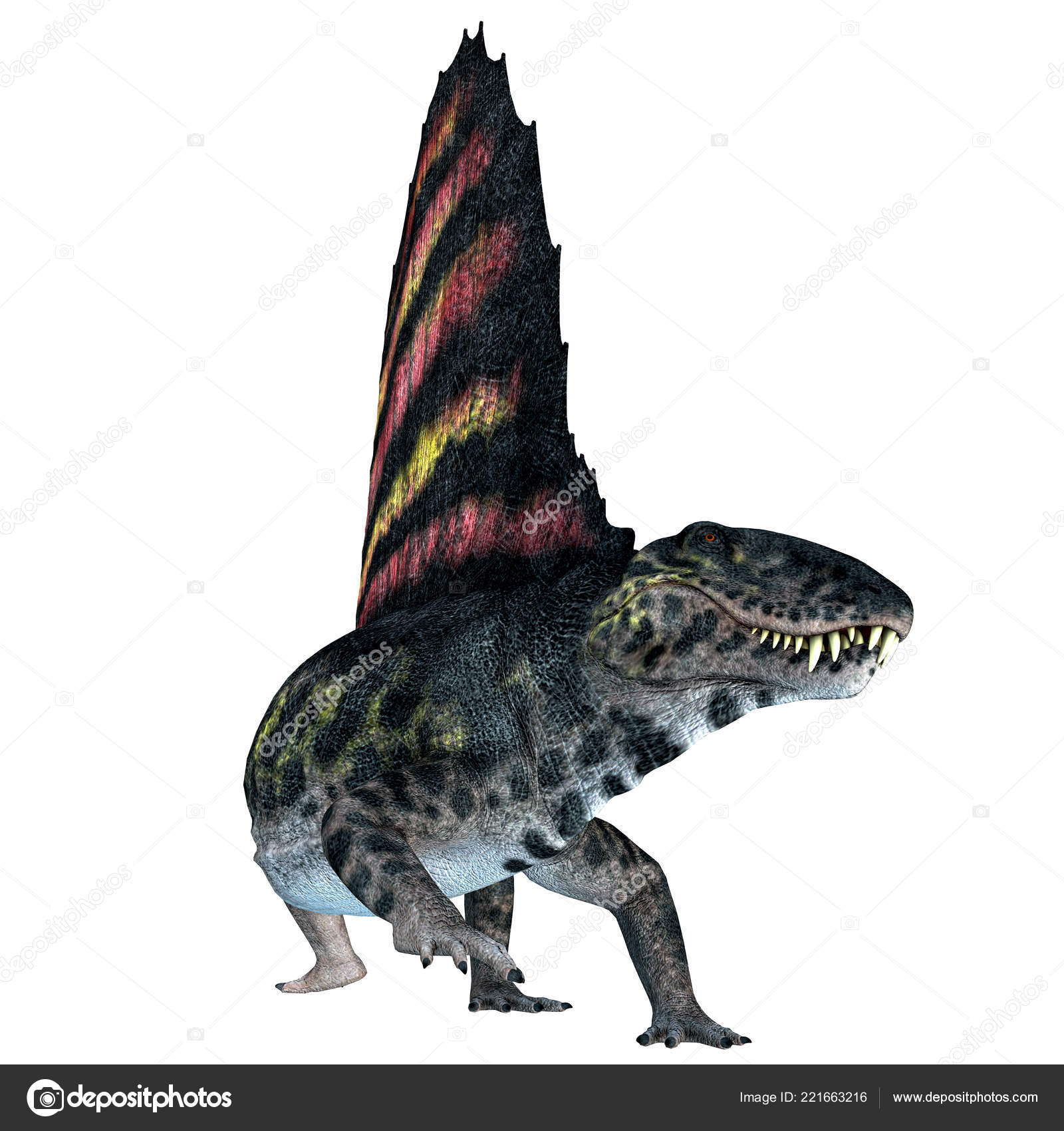 Dimetrodon Sail Back Carnivorous Dinosaur Lived North America Europe Permian â Stock Photo