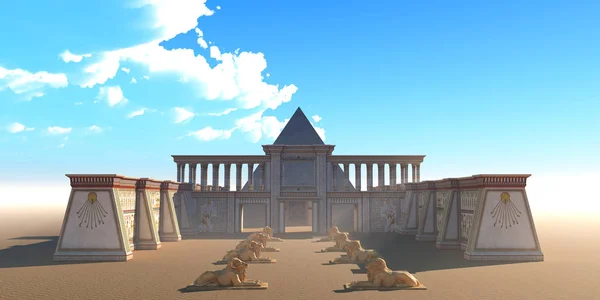 Ein Ägyptischer Tempel Und Pyramidenkomplex Der Wüste Ägyptens Nil — Stockfoto