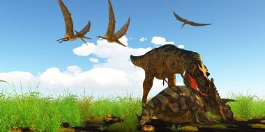 Albertosaurus Albertaceratops saldırır