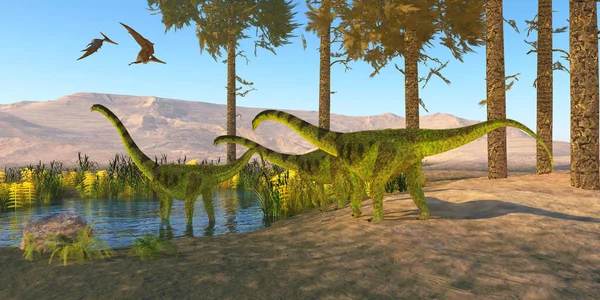 Dinossauros Puertasaurus Cretáceos — Fotografia de Stock