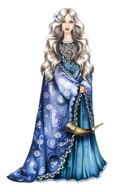 Beyaz arka planda güzel elf kız