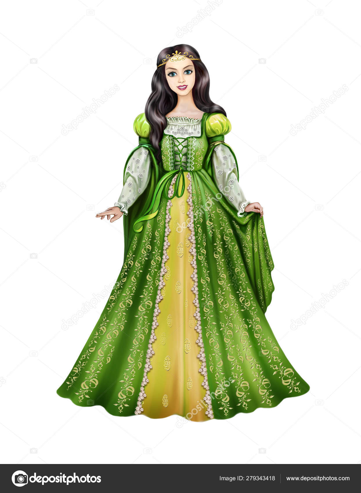 princess with green dress