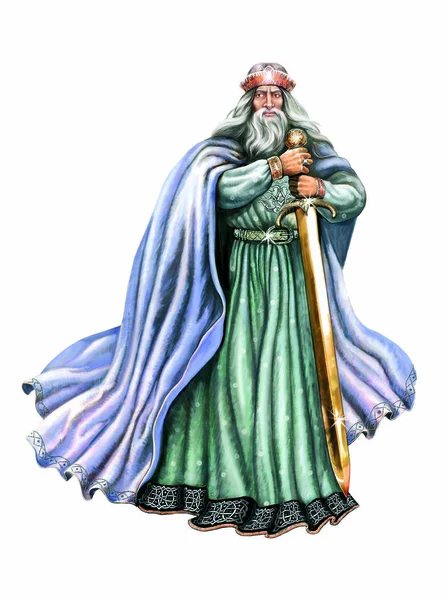 Forntida Gud Med Tvåhandssvärd Hednisk Mytologi Hjälten Legend Isolerad Karaktär — Stockfoto