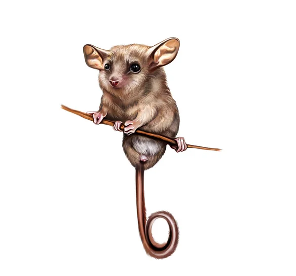 Pygmy Possum Cercartetus Concinnus Realistic Drawing Illustration Animal Encyclopedia Australia — Stock Photo, Image