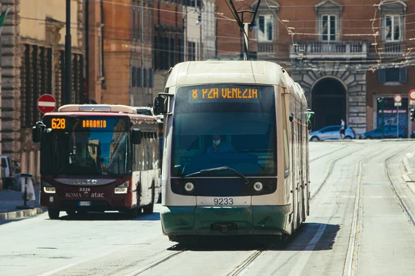 Roma Italia Mayo 2020 Tranvía Eléctrico Para Transporte Público Centro — Foto de Stock