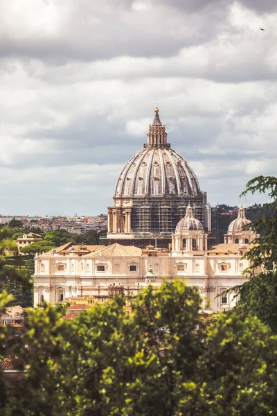 Domkyrkan Peter Vatikanstaten Rom Italien Renovering Katedralen Med Byggnadsställningar — Stockfoto