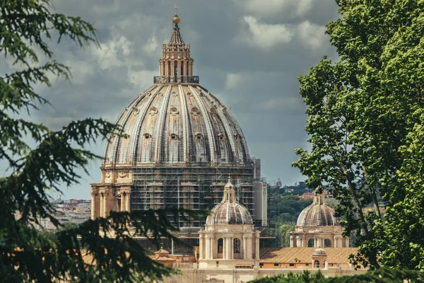 Domkyrkan Peter Vatikanstaten Rom Italien Renovering Katedralen Med Byggnadsställningar — Stockfoto