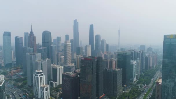 Guangzhou City Skyline. Guangdong, China. Vista aérea do drone — Vídeo de Stock