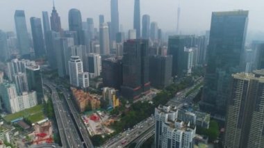 Cloudy Day Guangzhou City. Guangdong, Çin. Havadan Görünüm