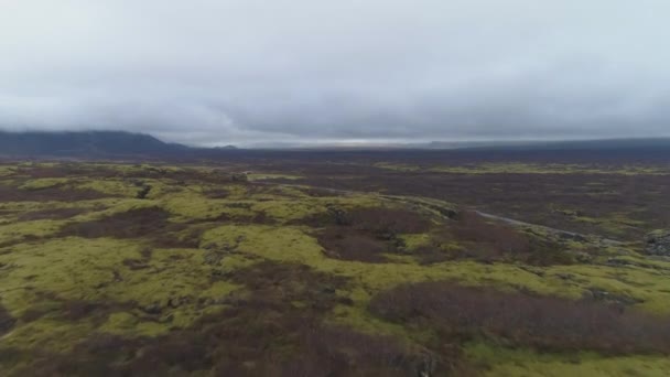 Fissures in Thingvellir National Park. IJsland. Luchtfoto — Stockvideo