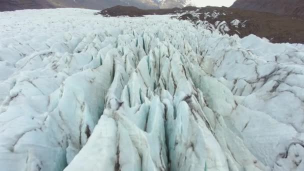 Svinafellsjokull ledovec. Island. Letecký pohled — Stock video