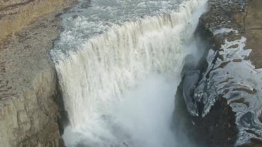 Yaz Akşamı Dettifoss Şelalesi. İzlanda. Havadan Görünüm