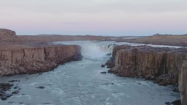 Selfoss Waterfall och River. Island. Flygvy — Stockvideo