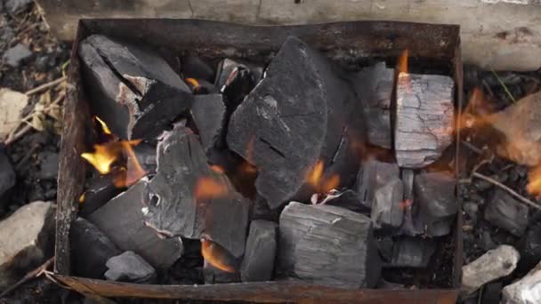 白炽热的火炭 — 图库视频影像