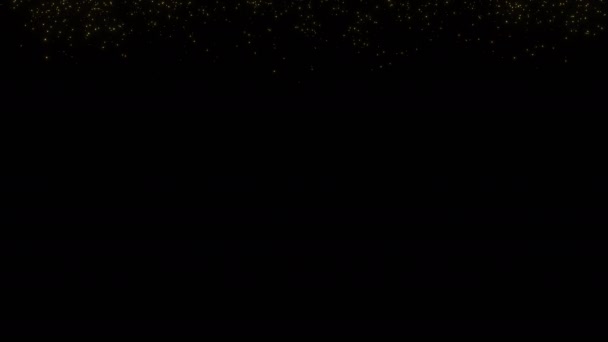 Abstract Golden Glowing Particles Falling Down on Black Background — Stock Video