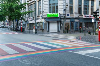 Gökkuşağı Crossing. Brüksel, Belçika 'da LGBTQ yaya geçidi