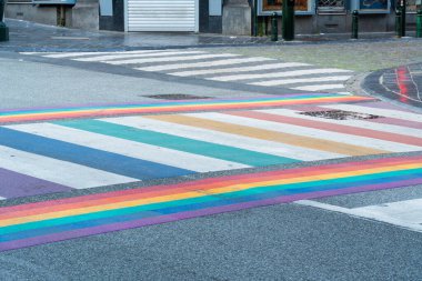 Gökkuşağı Crossing. Brüksel, Belçika 'da LGBTQ yaya geçidi