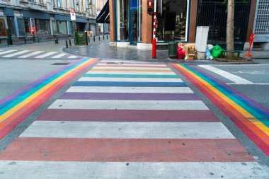Gökkuşağı Crossing. Brüksel, Belçika 'da LGBTQ yaya geçidi