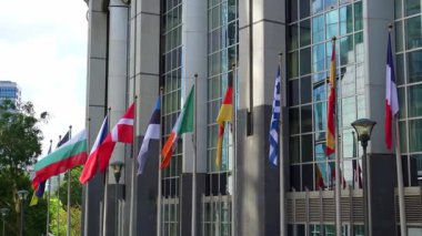 Brüksel, Belçika 'da Avrupa Birliği Bayrakları.