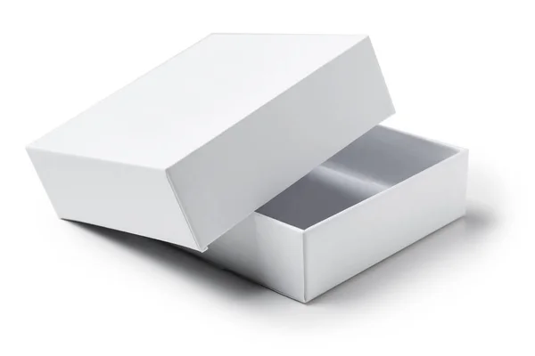 Beyaz açık karton hediye kutusu beyaz arka planda izole kapatmak — Stok fotoğraf