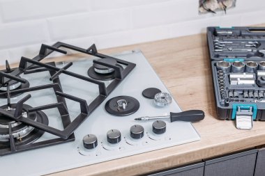 onarım gaz hob denetim masası, yakın çekim fotoğraf