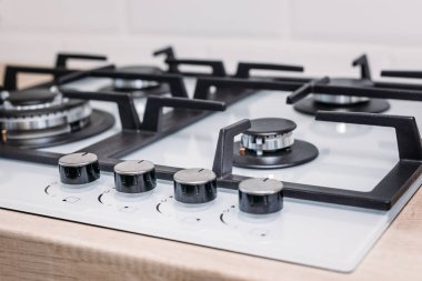 Gaz kontrol paneli hob yılında mutfak, yakın çekim