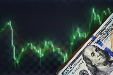 Doları banknot hisse senedi fiyatları bir arka plana dayanır. Finans ve iş kavramı