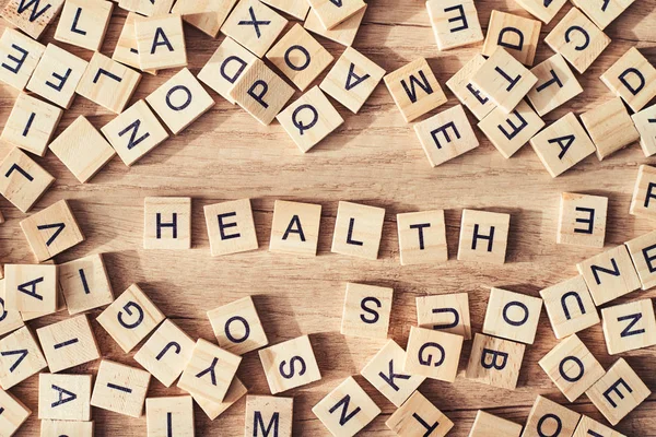 Egészségügyi készült Word egy fadarabot, felülnézet — Stock Fotó