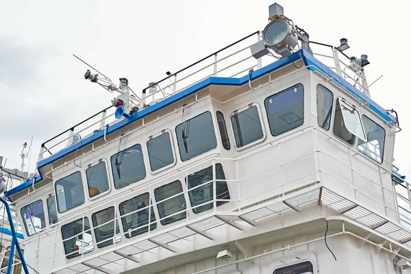 Captain cabins on cruise ship liner docked in the port