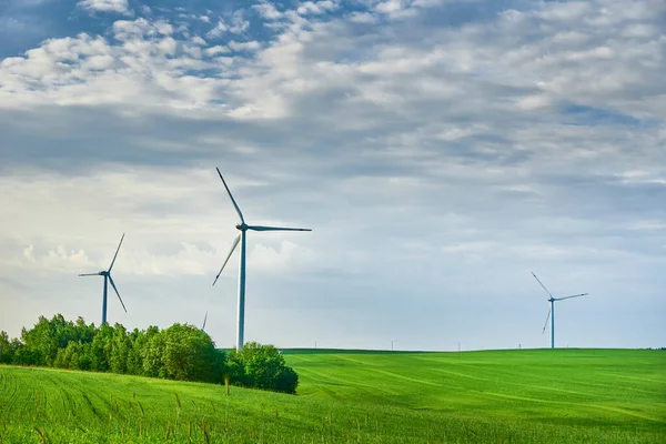 Ветряная Турбина Поле Концепция Энергии Ветра Возобновляемые Источники Энергии Защиты Стоковая Картинка