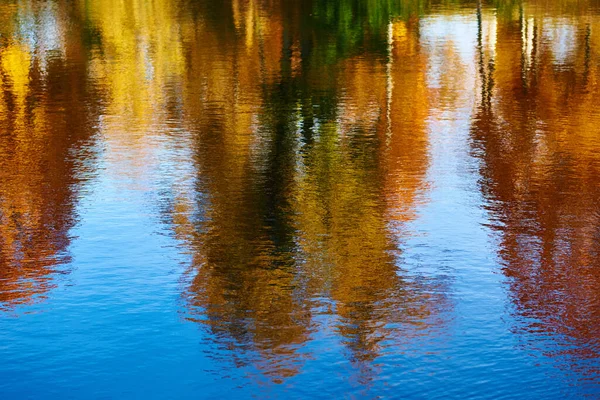 Autumn Background Reflection Blurred Colorful Autumn Trees River — Stock Photo, Image