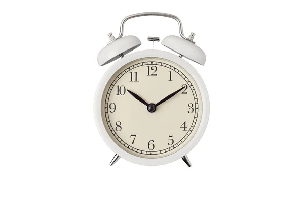 White Vintage Alarm Clock White Background Isolated — Stock Photo, Image