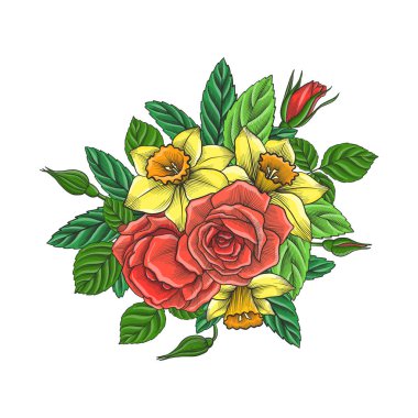 Vintage vektör çiçek bileşimi