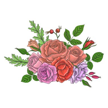 Vintage vektör çiçek bileşimi