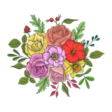 Vintage vektör çiçek bileşimi