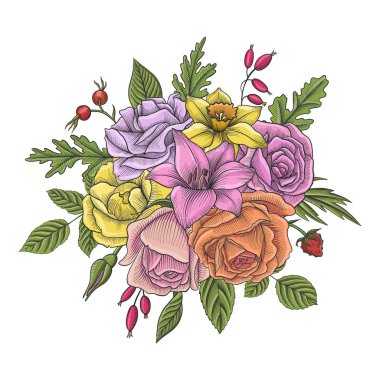 Vintage vektör çiçek bileşimi