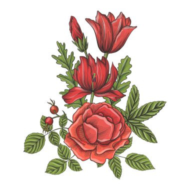 Vintage vektör çiçek bileşimi