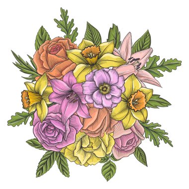 Vintage vektör çiçek bileşimi