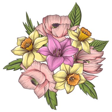 Vintage vektör çiçek bileşimi