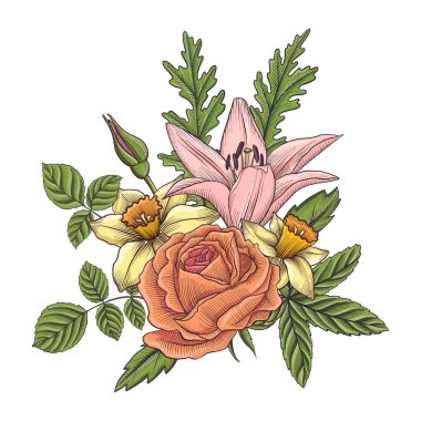 Vintage vektör çiçek bileşimi