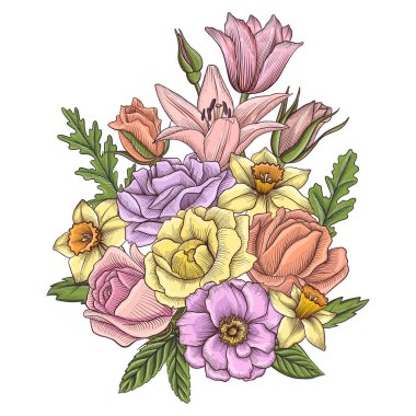 Vintage vektör çiçek bileşimi