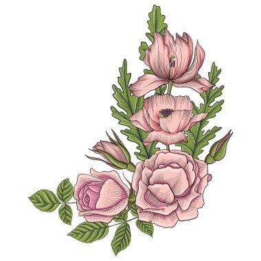 Vintage vektör çiçek bileşimi