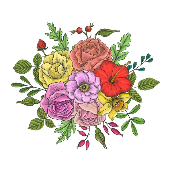 Vintage vektör çiçek bileşimi