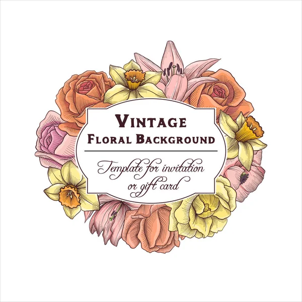 Komposisi vektor floral vintage - Stok Vektor
