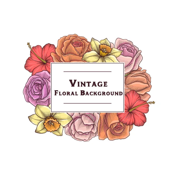 Vector vintage composición floral — Vector de stock