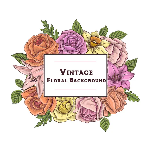 Vintage vector floral composition — Stock Vector