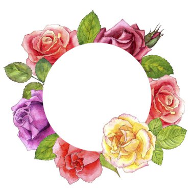 Sulu Boya çizim çiçekli çerçeve çiçek