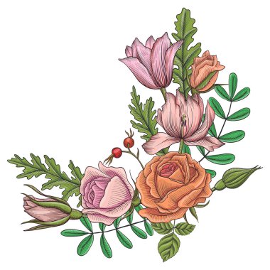 Vintage vektör çiçek bileşimi